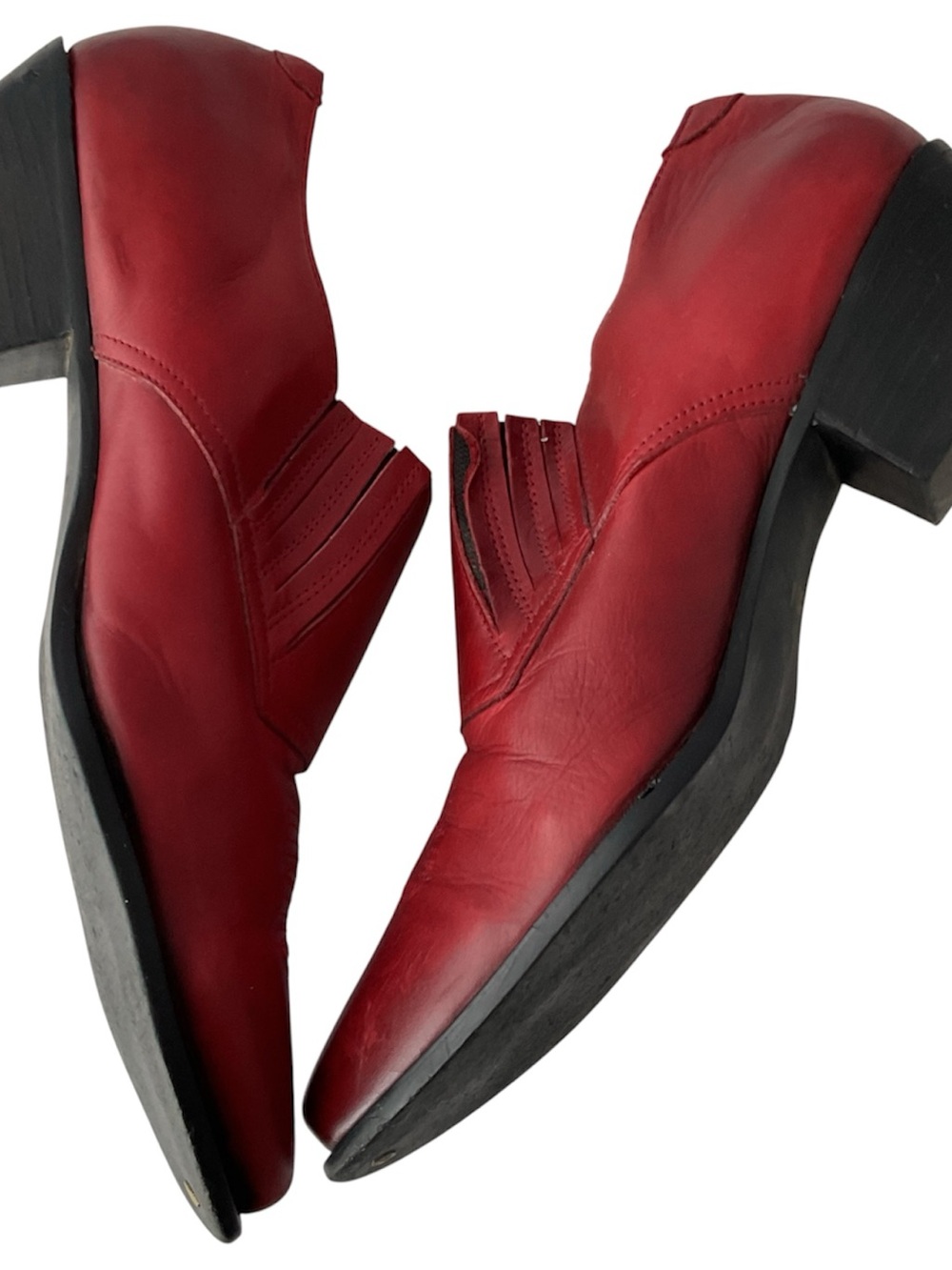 Durango Red Leather Western Cowgirl Pointed Toe Ankle Boots Women's 10 M